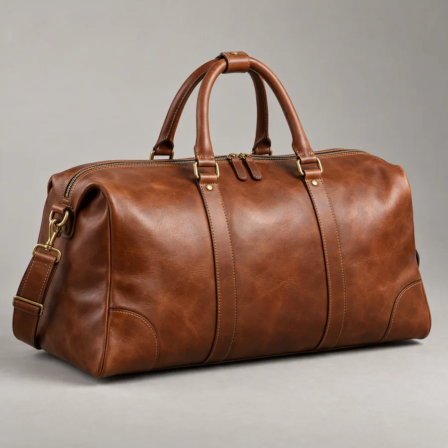 Leather weekender bag